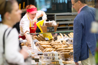 Fresh Baguettes in the bakery section of Billa Corso